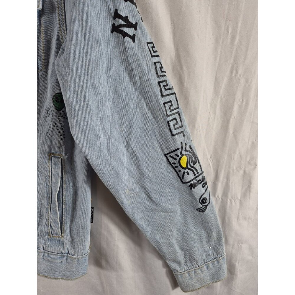 Brooklyn Cloth Mfg. Co. Unisex Blue NY City Graffiti Style Jean Jacket Size M - Picture 6 of 10